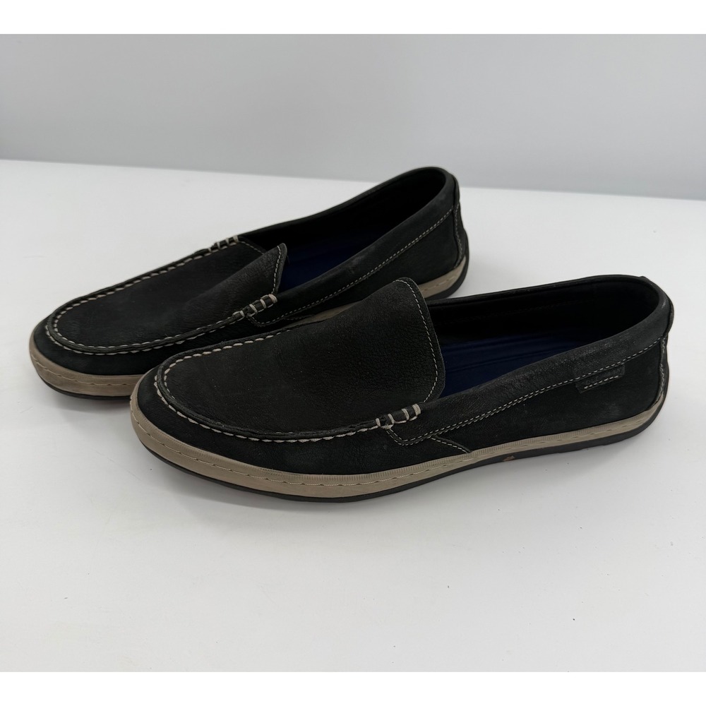 Cole Haan Leather Loafers Mens Black Moc Toe Slip On Shoes C12620 Sz 11.5M